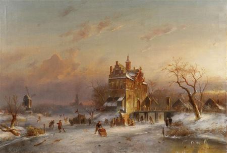 Ice Skaters in a Winter Landscape
