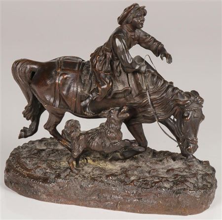 Country Boy on Horseback with Dog