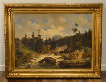 A Rocky River Landscape With Figure.