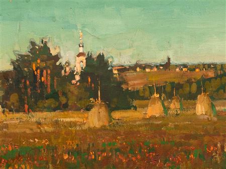 Landscape with Church by Michael Georgievich Abakumov - Auction record, sale price, and art valuation. Compare with similar artists and explore comparable artworks.