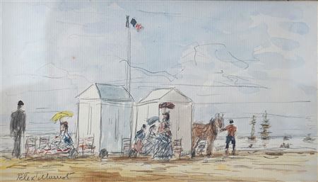 "La plage animée, les cabines" by Felix Murnot - Auction record, sale price, and art valuation. Compare with similar artists and explore comparable artworks.