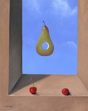 LEVITATING PEAR WITH CHERRIES
