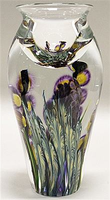 Beautiful Mixed Bouquet art glass tall cylinder vase