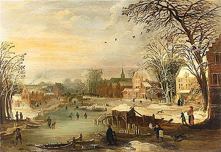 Winter village landscape by a frozen river by Josse Momper the Younger - Auction record, sale price, and art valuation. Compare with similar artists and explore comparable artworks.