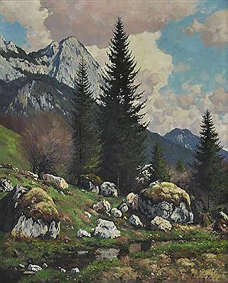 Monumentalgemälde Alpenlandschaft im Frühling