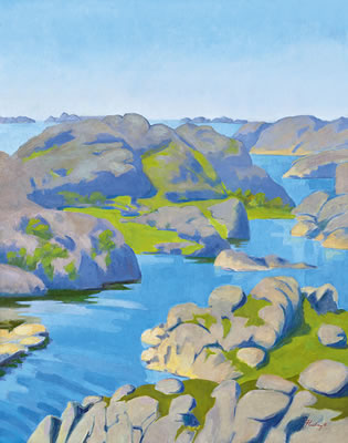 Seaside with Blue Bays, c. 1925 by Cebrian Andor Hubay - Auction record, sale price, and art valuation. Compare with similar artists and explore comparable artworks.