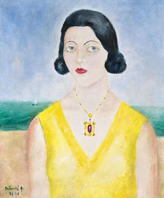 Woman in Yellow Dress onthe French Beach (Judit Torday Poetry Reciter), 1930