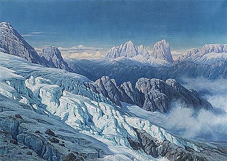 Langkofelgruppe vom Marmolata-Gletscher, Wohl um 1920