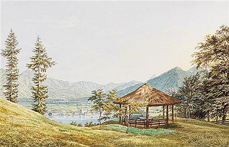 Ansicht vom Tegernsee mit dem großen Paraplui, 1831