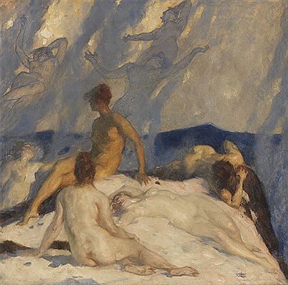 Meeresnymphen in der Brandung, Ca. 1890