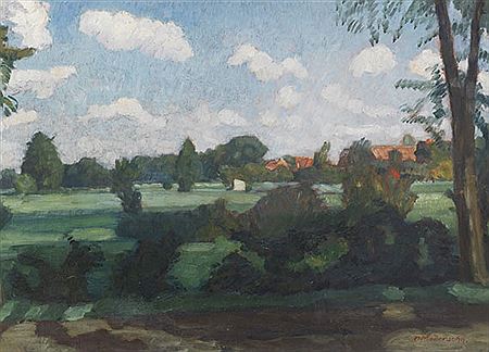 Sommerliche Wiesen bei Fischerhude (recto: Herbsttag an der Wümme), Um 1920.