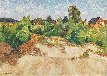 Sommerliche Dünenlandschaft in Quelkhorn bei Fischerhude. Um 1925.