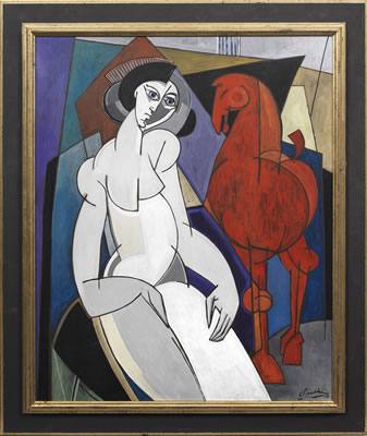 Weiblicher Akt mit rotem Pferd by Christian Peschke - Auction record, sale price, and art valuation. Compare with similar artists and explore comparable artworks.