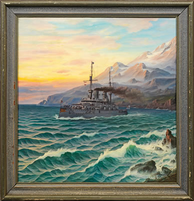Schlachtschiff der kaiserlich deutschen Marine vor der Küste Norwegens