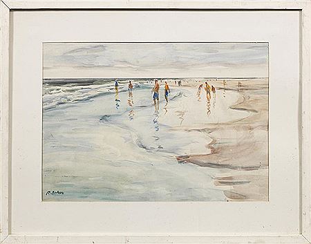 Strad scene with bathers