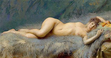 Reclining female nude.