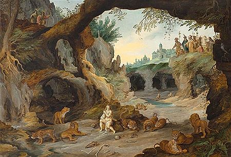 Daniel in the lion's den. by Jan Brueghel II and Frans Francken III - Auction record, sale price, and art valuation. Compare with similar artists and explore comparable artworks.