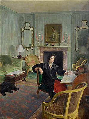 PORTRAIT OF RHODA, LADY BIRLEY AT HER DESK