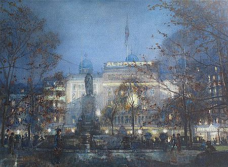 THE ALHAMBRA AT NIGHT, FROM LEICESTER SQUARE, LONDON