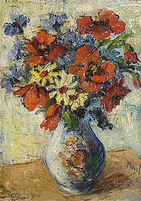 Flower Still Life with Poppy and Marguerite by Leopold Musil - Auction record, sale price, and art valuation. Compare with similar artists and explore comparable artworks.