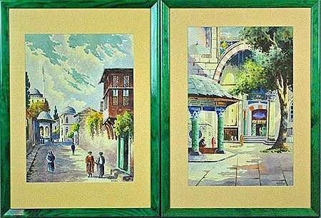 Middle Eastern street scenes (pair)