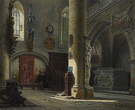 A View of the Side Aisle of the Franciscan Church in Rothenburg ob der Tauber