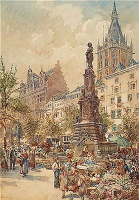 Flower Seller at the Old Market in Cologne