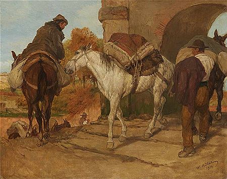Pack Horses by an Archway