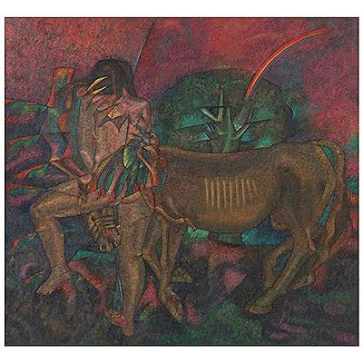 Mujer con pájaro, yegua y arcoíris by Luis Zarate - Auction record, sale price, and art valuation. Compare with similar artists and explore comparable artworks.
