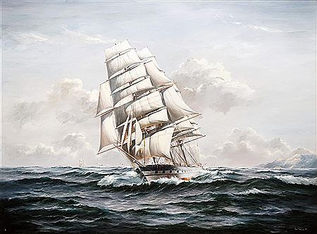 Tall Ship at Sea by Ian Hansen - Auction record, sale price, and art valuation. Compare with similar artists and explore comparable artworks.