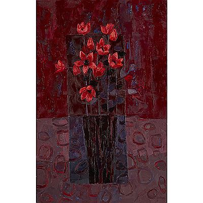 STILL LIFE ON A RED GROUND