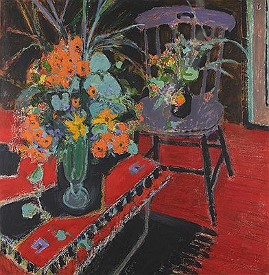 TWO POTS OF FLOWERS