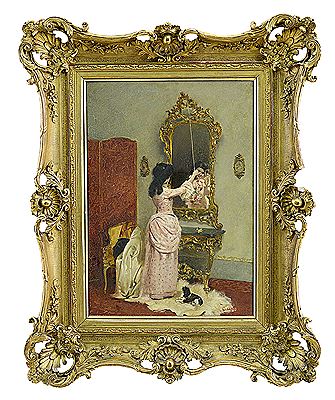 Ragazza allo specchio, 1910 by Carlo Gaudina - Auction record, sale price, and art valuation. Compare with similar artists and explore comparable artworks.