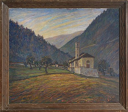 Paesaggio montano con chiesetta, (1925) by Aldo Conti - Auction record, sale price, and art valuation. Compare with similar artists and explore comparable artworks.