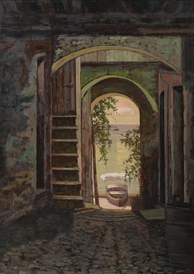 Lake Maggiore, alley on the Isola Pescatori