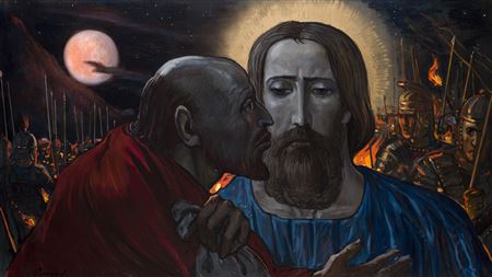 Kiss of Judas by Ilya Sergeevich Glazunov - Auction record, sale price, and art valuation. Compare with similar artists and explore comparable artworks.