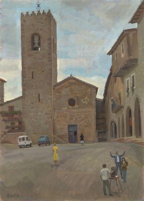 "Square in the Town of Santa Pau, Spain"