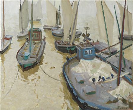 Boats and Barges by the Pier