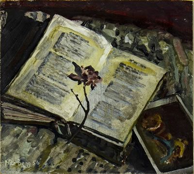 STILL LIFE WITH BOOK AND FLOWER