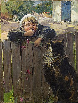 FRIENDLY NEIGHBOURS by Mikhail E Tkachev - Auction record, sale price, and art valuation. Compare with similar artists and explore comparable artworks.