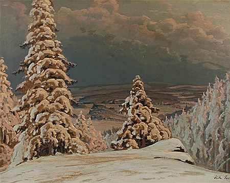 Sample artwork by Richard Sachs (1875 - 1946), known for landscape and mountain scene painting, arts and crafts design - View similar artists and auction records