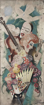 Pierrot et colombine au jeu de cartes