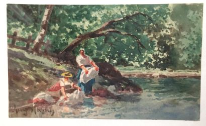 Bord de rivière - Les laveuses - Rivière(3)