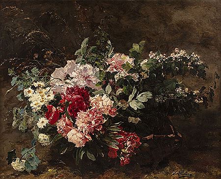 Bouquet de pivoines et de graminées
