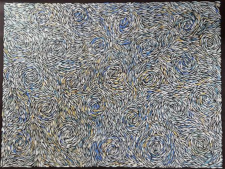 Sample artwork by Jeannie Petyarre (c.1951 - 2022), known for aboriginal painting, flowing strokes and bright colors - View similar artists and auction records