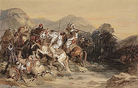 Un album comprenant 45 dessins : chevaux, attelages, batailles, sujets mythologiques, études de figures, scènes rurales…
