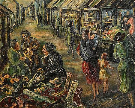 Busy Market Day by Aaron McAfee - Auction record, sale price, and art valuation. Compare with similar artists and explore comparable artworks.