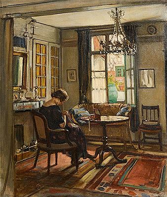 Interior with the Artist's Wife, Yvonne at Montreuil-sur-Mer