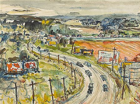 Cars driving on a road in a countryside
