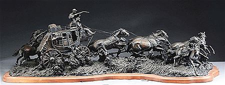Sample artwork by Rusty Phelps (Born 1936), known for western sculpture - View similar artists and auction records